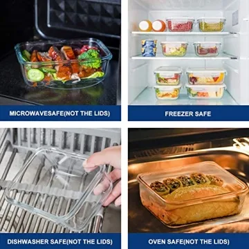 Bayco 8 Pack Glass Food Storage Containers - Airtight & BPA-Free