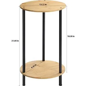 Small Round Table Set of 2, End Tables Living Room, Side Tables for Small Spaces, 2 Tiers Rustic Accent Tables, Night Stands for Bedrooms, Coffee Tables With Storage Shelf