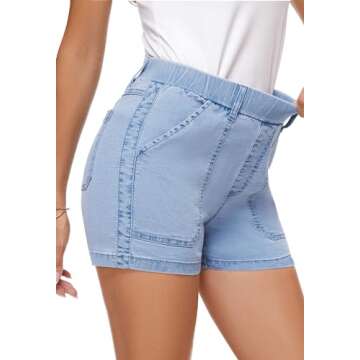 HVEPUO High Waisted Stretch Jean Shorts for Women