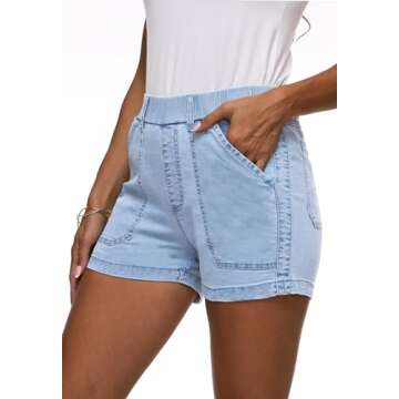 HVEPUO High Waisted Stretch Jean Shorts for Women