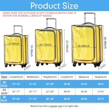 Sadnyy 3 Pieces Clear Luggage Cover Set - Durable, Waterproof Protection for Your Luggage
