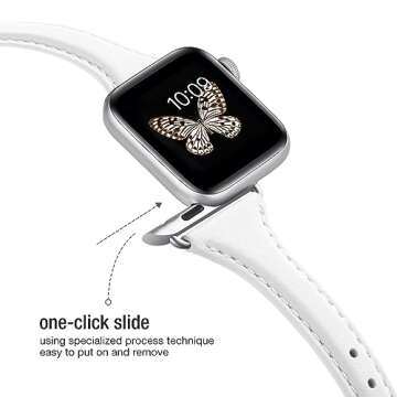 WFEAGL Compatible with Leather Apple Watch Band 41mm 40mm 38mm 42mm(series 10) Women, Top Grain Leather Strap Slim & Thin Replacement Wristband for iWatch Bands Ultra SE SE2 & Series 10 9 8 7 6 5 4 3 2 1