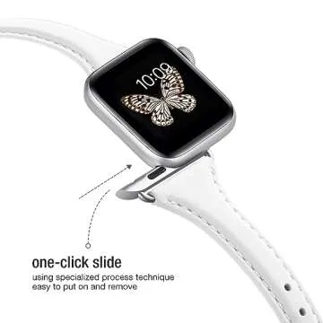 WFEAGL Compatible with Leather Apple Watch Band 41mm 40mm 38mm 42mm(series 10) Women, Top Grain Leather Strap Slim & Thin Replacement Wristband for iWatch Bands Ultra SE SE2 & Series 10 9 8 7 6 5 4 3 2 1