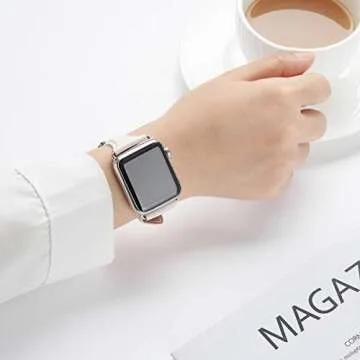 WFEAGL Compatible with Leather Apple Watch Band 41mm 40mm 38mm 42mm(series 10) Women, Top Grain Leather Strap Slim & Thin Replacement Wristband for iWatch Bands Ultra SE SE2 & Series 10 9 8 7 6 5 4 3 2 1