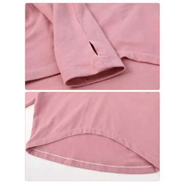 Daydance Cotton V-Neck Women Ballet Sweater Athletic Crop Top Shirts for Workout with Thumb Hole Pink, Long Sleeve