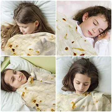 Admitrack Tortilla Envelop Blanket,Burritos Round Envelop Blanket,Funny Food Round Blanket,Novelty Burritos Throw Blanket for Adults&Kids (Double Sided)