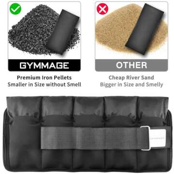 GYMMAGE Ankle Weights, 10Lbs Adjustable Ankle Wrist Weights Set for Men Women, Arm Leg Weights with Removable Weights for Walking, Running, Jogging, Lifting, Home Gym Workout Exercises, 2 Pack