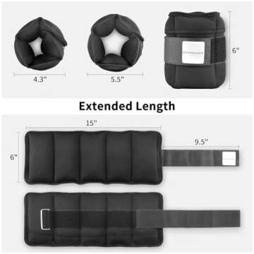 GYMMAGE Ankle Weights, 10Lbs Adjustable Ankle Wrist Weights Set for Men Women, Arm Leg Weights with Removable Weights for Walking, Running, Jogging, Lifting, Home Gym Workout Exercises, 2 Pack