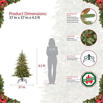 Puleo 4.5ft Pre-Lit Aspen Fir Artificial Christmas Tree