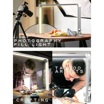 STOLAS Nail Tech Lamp for Desk, 15inch Height, 3 Modes 4000K-6000K Dimmable LED Manicure Lamp, Desk Light for Nail Tech, Lash Eyelash Extension, Tattoo, Eyebrows