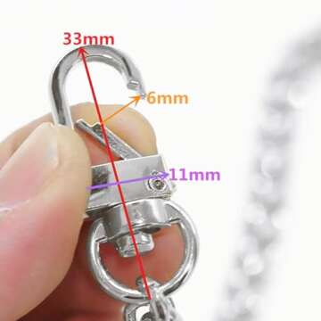WEICHUAN 47" DIY Iron Flat Chain Strap Handbag Accessories Purse Straps Shoulder Cross Body Replacement Straps, with Metal Buckles (Silver)