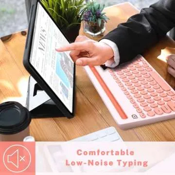 Attoe Dual Channel Multi-Device Universal Cute Wireless Bluetooth Keyboard Portable Slim with 20m Connection Distance for Tablet Smart Phone PC Windows Android iOS Mac (Pink)