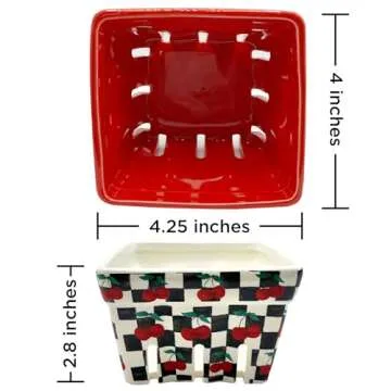 BIEN BEAU Checkered Ceramic Berry Basket Set of 4 for Kitchen