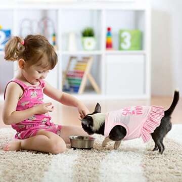 Weewooday 4 Piece Pink Dog Dress Set for Small Pets