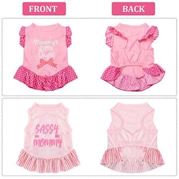 Weewooday 4 Piece Pink Dog Dress Set for Small Pets