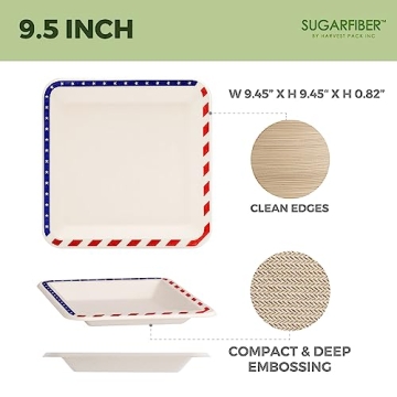 Harvest Pack 9.5 Patriotic Party Plates for July Fourth