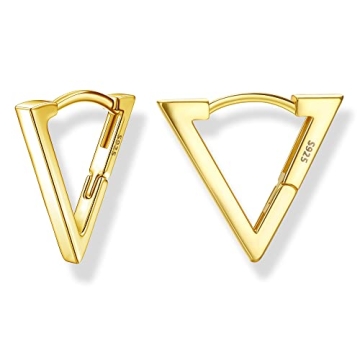 Milacolato 925 Sterling Silver Small Hoop Earrings - 18K Gold Plated Huggie Hoops