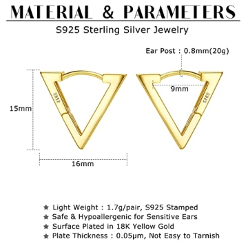 Milacolato 925 Sterling Silver Huggie Hoop Earrings for Women