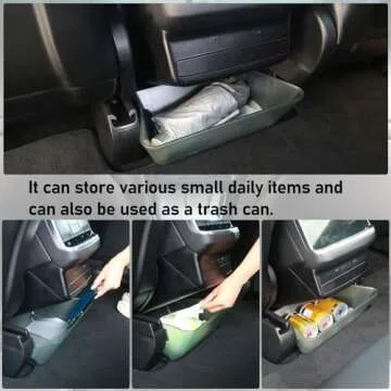 Yumzeco Compatible with 2022 2023 2024 Tesla Model X Rear Center Console Storage Organizer,Model X Backseat bin Storage Box with Silicone mat,Tesla Model X Accessories 2022 2023 2024(PE Grey)