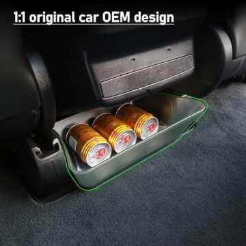 Yumzeco Compatible with 2022 2023 2024 Tesla Model X Rear Center Console Storage Organizer,Model X Backseat bin Storage Box with Silicone mat,Tesla Model X Accessories 2022 2023 2024(PE Grey)