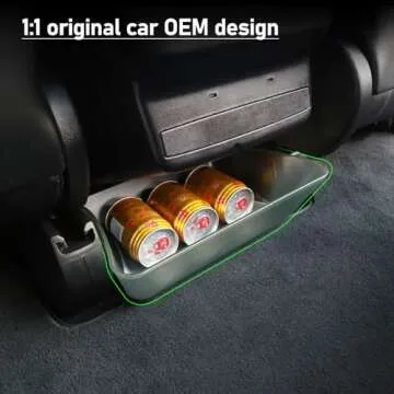 Yumzeco Compatible with 2022 2023 2024 Tesla Model X Rear Center Console Storage Organizer,Model X Backseat bin Storage Box with Silicone mat,Tesla Model X Accessories 2022 2023 2024(PE Grey)