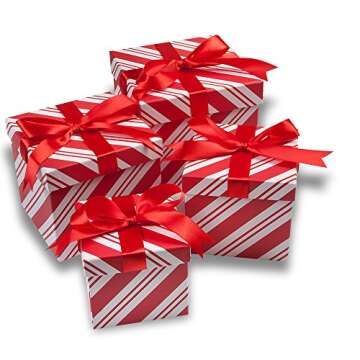 4 Christmas Gift Boxes - Candy Cane Nesting with Lids