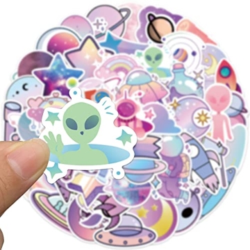 Cute Space Stickers for Kids, 50PCS Vinyl Waterproof