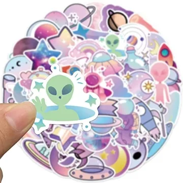Cute Space Stickers for Kids, 50PCS Vinyl Waterproof