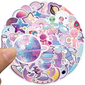 Cute Space Stickers for Kids, 50PCS Vinyl Waterproof