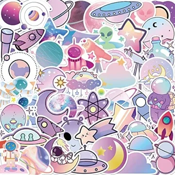 Cute Space Stickers for Kids, 50PCS Vinyl Waterproof