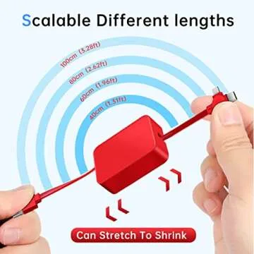 Gartmost 2 Pcs 3 in 1 USB Retractable Phone Charging Cable, Three in One Data Cable Phone Stand, Compatible with Micro USB/IP/USB C(Type-C), Compatible with Android (Red+Pink)