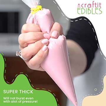 Icing Piping Bags 16 Inch Pastry Bags Disposable – 120 large piping bags + 2 Ties –Bakers Choice...