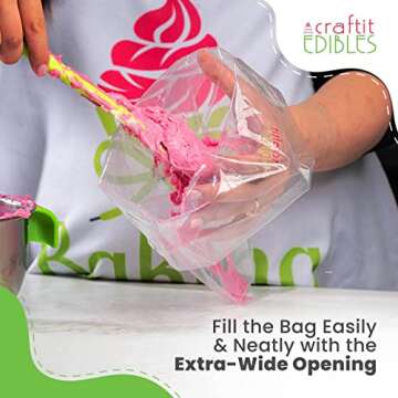Icing Piping Bags 16 Inch Pastry Bags Disposable – 120 large piping bags + 2 Ties –Bakers Choice Microwaveable frosting bags Set in Washable Holder– Cake Decorating Baking Supplies by Craftit Edibles
