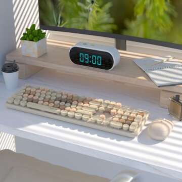 UBOTIE Colorful Computer Wireless Keyboards Mouse Combos, Typewriter Flexible Keys Office Full-Sized...