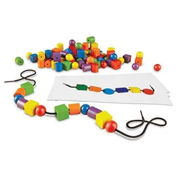 Learning Resources Beads and Patterns Card Set,130 Pieces Ages 3+, Lacing Beads,Back to School Suppl...