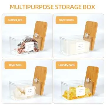 POLRAI 3 Pack Laundry Room Organization Storage Containers 2 Half Gallon Laundry Pod Containers and Dryer Sheet Holder with Lids and Labels for Laundry Detergent Laundry Pods Dry Sheet Organizing