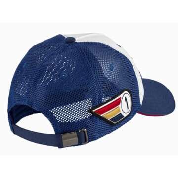 Porsche Racing Collection Baseball Cap 5-Panel Trucker Hat Blue and White Racing Apparel