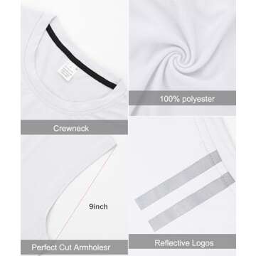 Holure 3 Pack Men's Gym Tank Tops Workout Sleeveless T-Shirts Athletic Muscle Tank Training Bodybuilding Shirts Black/White/Grey M