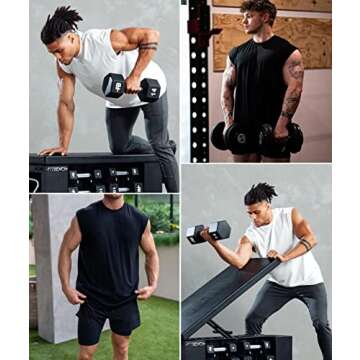 Holure 3 Pack Men's Gym Tank Tops Workout Sleeveless T-Shirts Athletic Muscle Tank Training Bodybuilding Shirts Black/White/Grey M