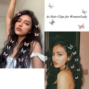 20PCS Cute Butterfly Clips, Y2K Glitter & Kawaii Small Hair Accessories for Thick Hair