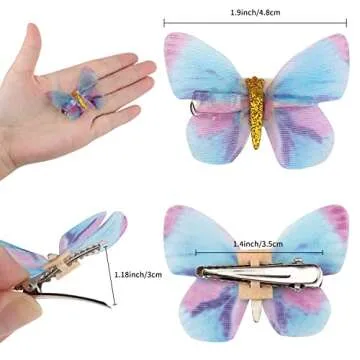 20PCS Cute Butterfly Clips, Y2K Glitter & Kawaii Small Hair Accessories for Thick Hair