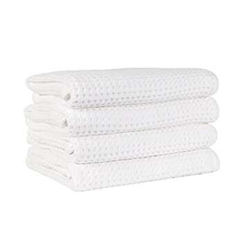1888 Mills Mill & Thread, 4-Piece Waffle Weave Bath Towel Set, White