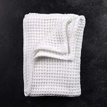 1888 Mills Mill & Thread, 4-Piece Waffle Weave Bath Towel Set, White