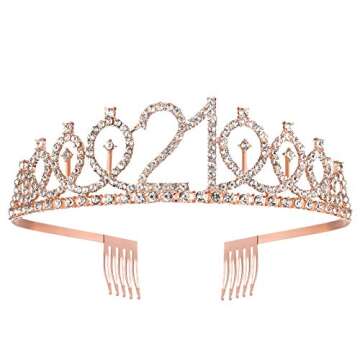 21st Birthday Sash and Crown for Girls, Finally 21 Birthday Sash and Rhinestone Tiara Set for Girls, 21st Birthday Gifts for Happy 21st Birthday Party Favor Supplies