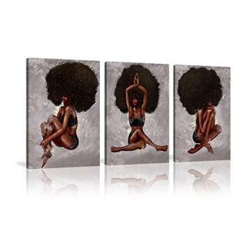 Stunning African American Wall Art - Yoga Women Beauty on Canvas