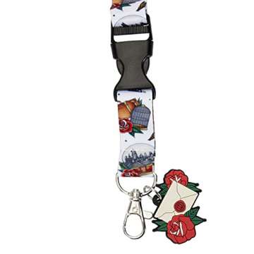 Loungefly Harry Potter Tattoo Art All Over Print Lanyard with Letter to Hogwarts Charm