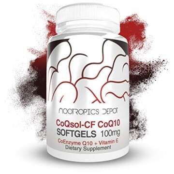 Nootropics Depot CoQ10 Capsules | CoQsol-CF CoEnzyme Q10 Softgels | 100mg | 120 Count | Supports Car...