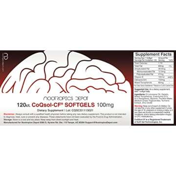 Nootropics Depot CoQ10 Capsules | 100mg for Heart & Brain Wellness
