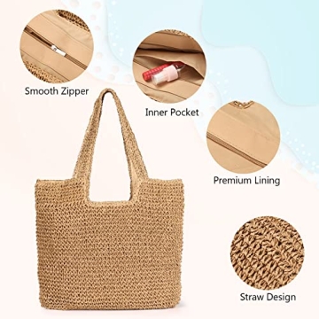 Stylish Sightor Straw Beach Tote Bag for Summer Fun