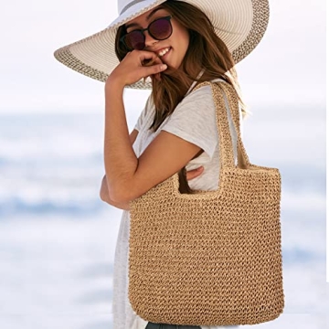 Stylish Sightor Straw Beach Tote Bag for Summer Fun